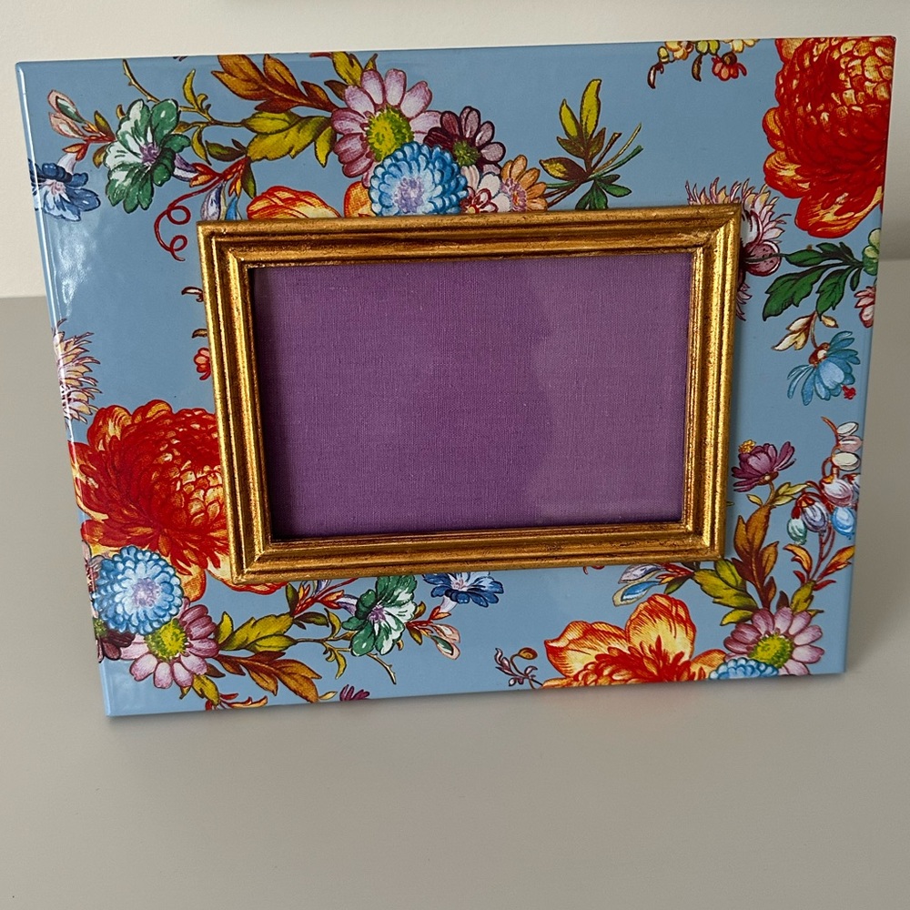 Mackenzie Childs Blue Flower Market Picture Frame
